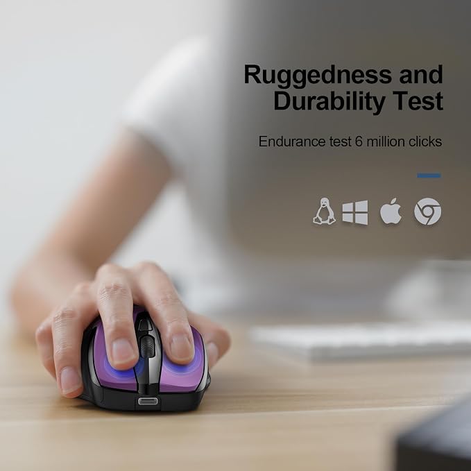 TECKNET Rechargeable Wireless Mouse, USB-A Silent Mouse, Quiet Click, 6 - Image 8