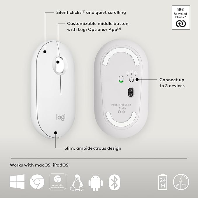 Logitech Pebble Mouse 2 M350s Slim Bluetooth Wireless Mouse, Lightweight - Image 6