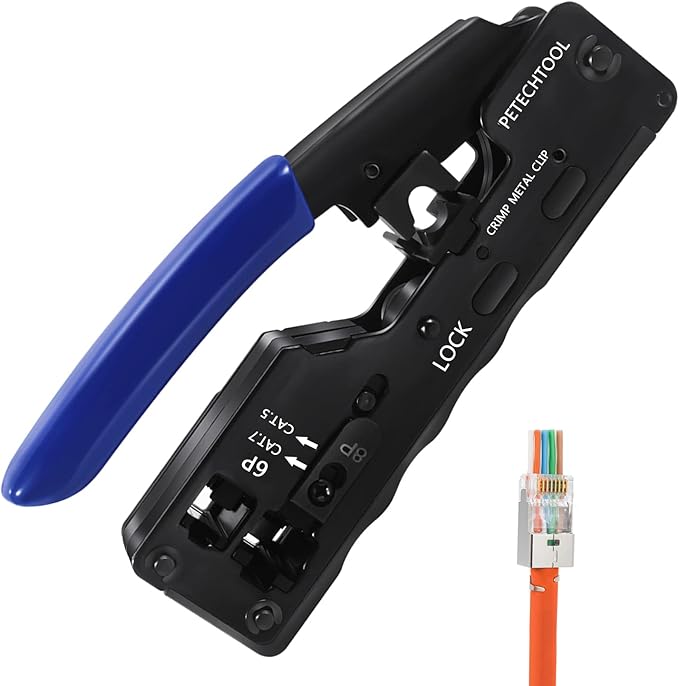 RJ45 Crimp Tool Ethernet Crimping Tool Wire Cutter Crimper by PETECHTOOL