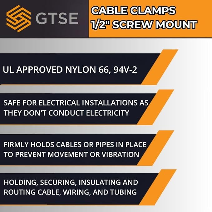 GTSE White Nylon Plastic Cable Clamps, 1/2" Screw Mounts - Image 6