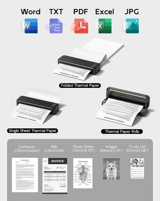 Portable Printers Wireless for Travel, Mobile Printer for Phone Laptop - Image 4
