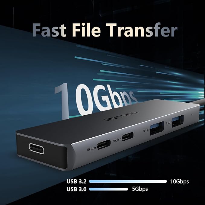 USB C Hub 10Gbps Adapter with 2 USB-C 3.2 & 2 USB-A Ports, Power Delivery - Image 3
