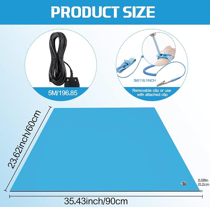 Anti-Static Mat Kits Includes Heat Resistant ESD Mats Anti Static Wrist Straps - Image 2