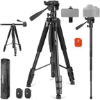 NEEWER Basic 74" Video Tripod Monopod, 3 Way Pan Tilt Head, Overhead Camera by Neewer