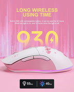 DAREU Sakura Pink Wireless Wired Gaming Mouse, Dual-Mode Rechargeable 6 - Image 4