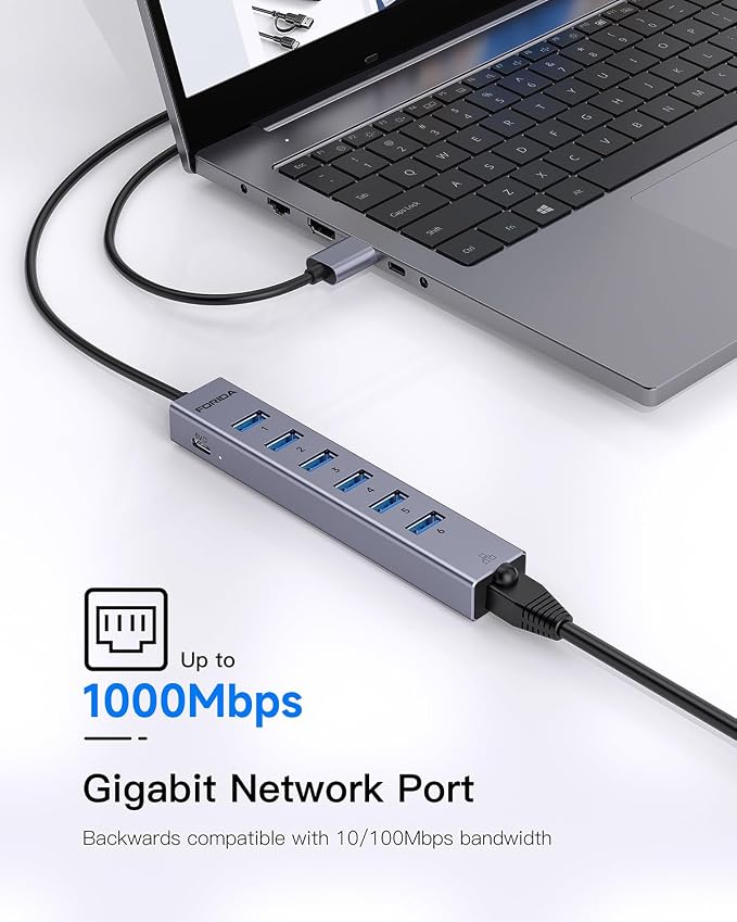 7 Port USB Hub USB Ethernet HUB - Image 6