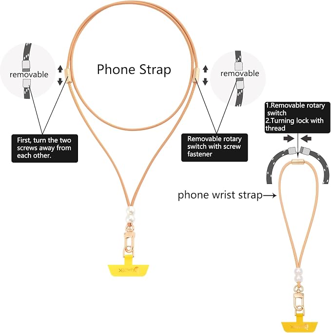 cell phone lanyard Detachable Phone Chain Strap Leather 2-in-1 phone wrist strap - Image 3