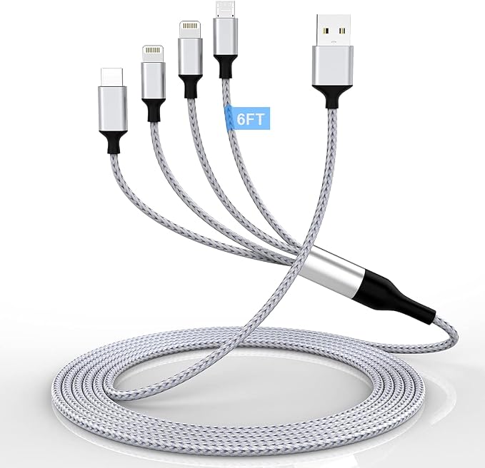 iPhone Charging Cable 1.8M/6Ft Multi 4 in 1 USB Universal Fast Charging Cord by MTAKYI