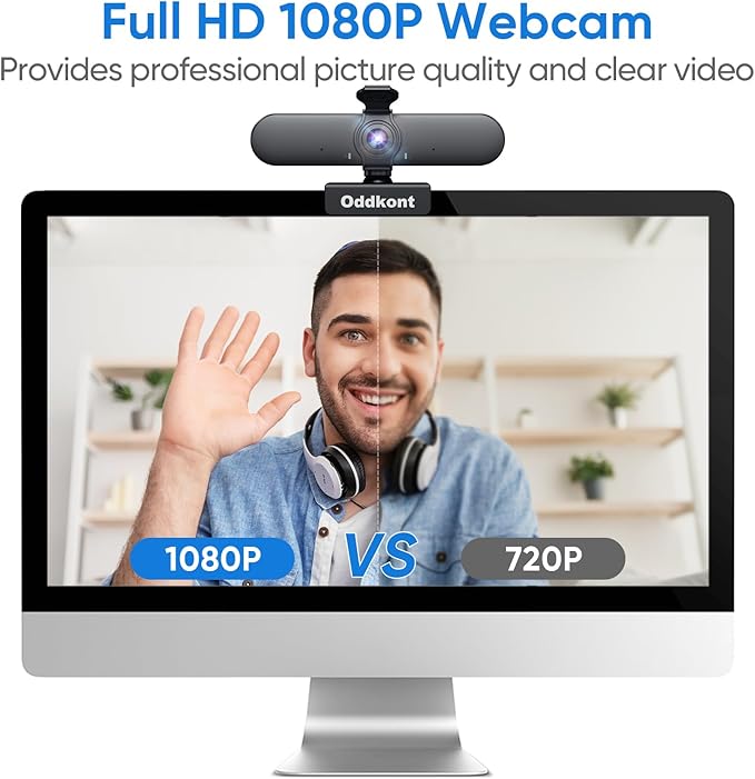 Full HD 1080P Webcam with Microphone, Auto-Light Balance, Rotatable Design - Image 2