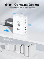 165W USB C Charging Station 6-Port GaN USB C Charger, PD 100W Laptop Hub Wall - Image 6