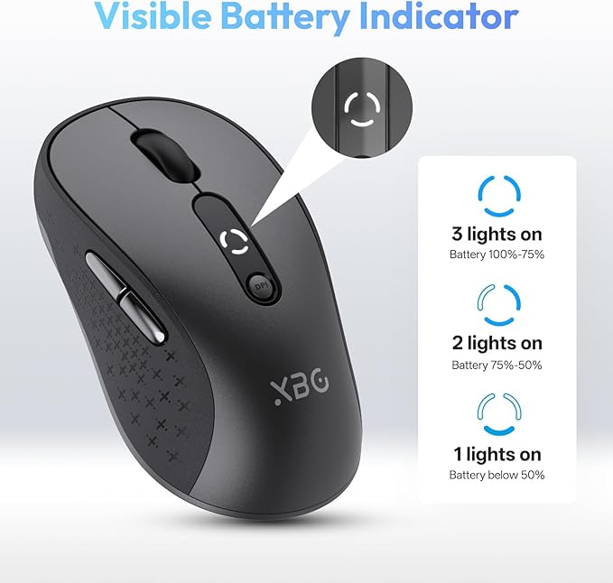 XBG B15 Tri-Mode Wireless Mouse, 5 Adjustable DPI, Type-C Rechargeable - Image 3