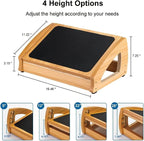 StrongTek Ergonomic Under Desk Footrest, 3 Adjustable Heights Wooden Office - Image 3