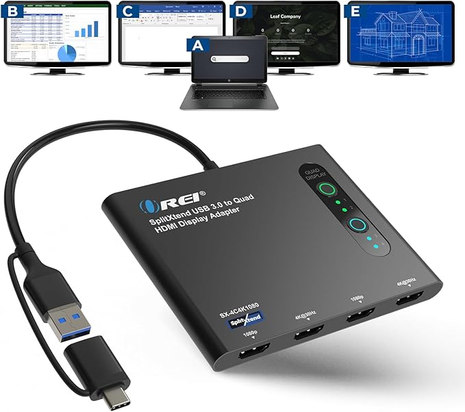 OREI SplitExtend HDMI Splitter Extended Display by OREI