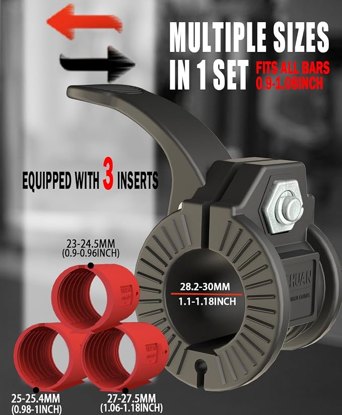 Barbell Clips 1 Inch Quick Release Weight Clamps 0.9-1.18inch Multi-Size - Image 3