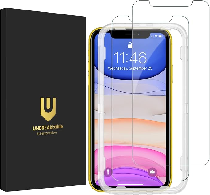 UNBREAKcable Screen Protector for iPhone 11/ iPhone XR 2 Pack, Double Defense by UNBREAKcable