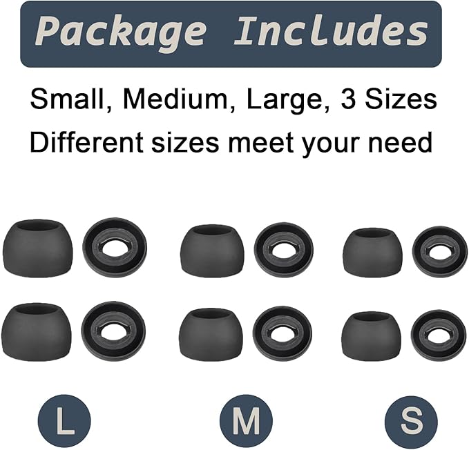 6 Pairs Replacement Eartips for Samsung Galaxy Buds Pro Headphones, Silicone - Image 3
