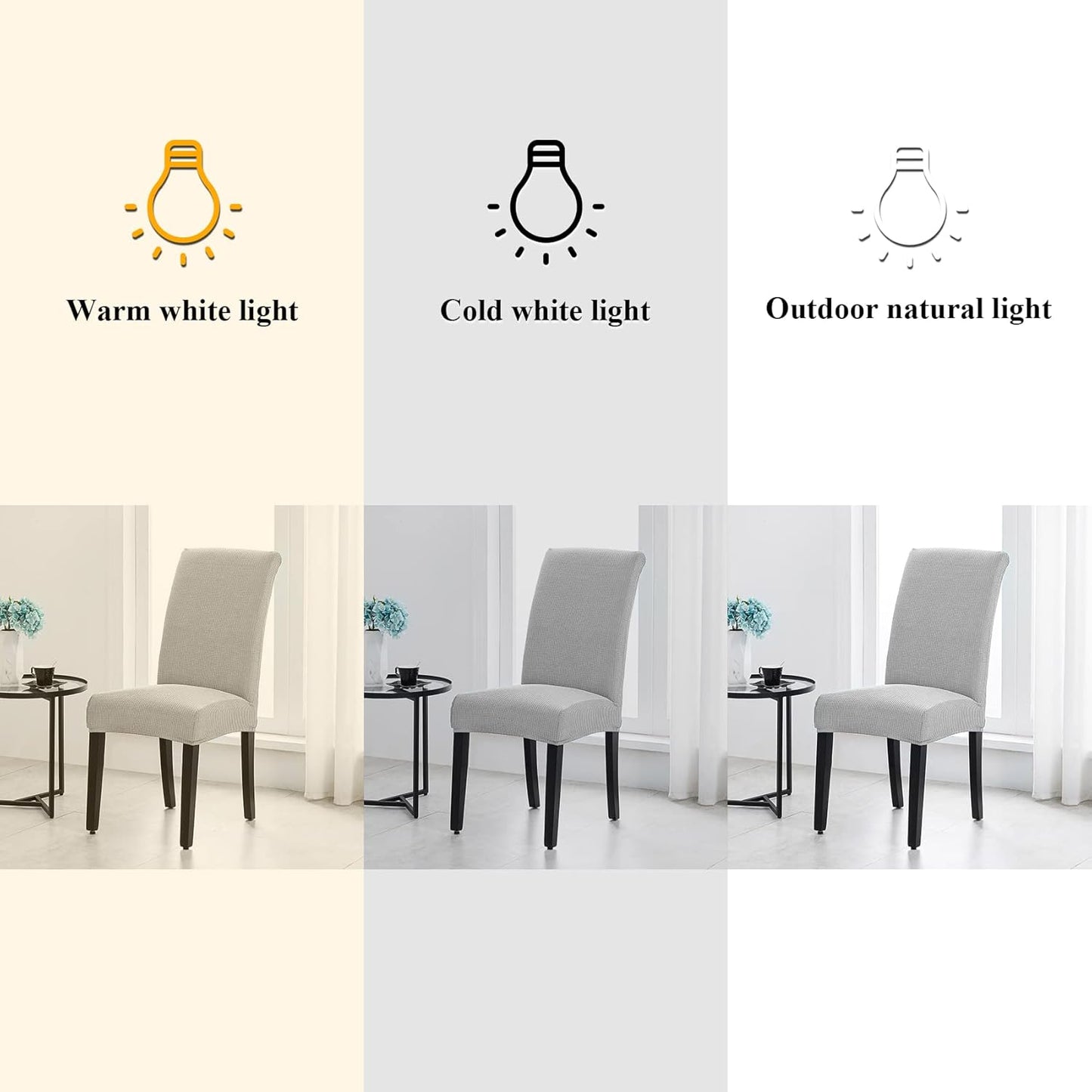 Joccun Chair Covers for Dining Room Set of 2,Dining Chair Slipcovers Stretch Dining Room Chair Covers Seat Protector,Washable Parsons Chair Cover for Home,Hotel,Banquet(Silver,2 Pack)