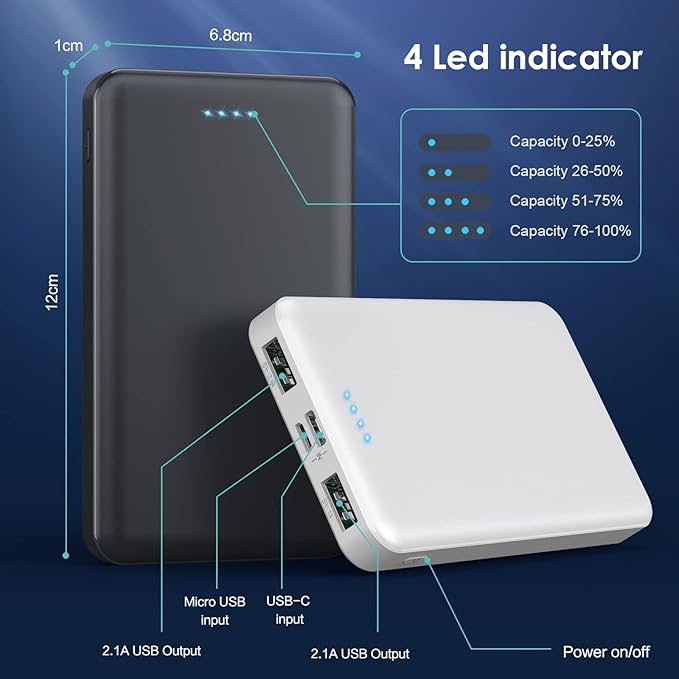 Portable Charger Power Bank 10000mAh, Ultra Slim Compact External Battery Pack - Image 5