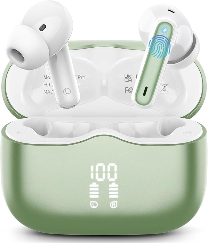 Wireless Earbuds, New Wireless Earphones HiFi Stereo Deep Bass 40H Playtime by XINWLD