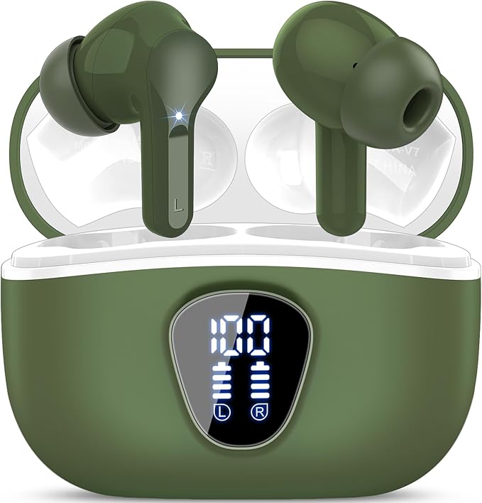 Wireless Earbuds, IP7 Waterproof in Ear Earphones, LED Display Ear buds by BESNOOW