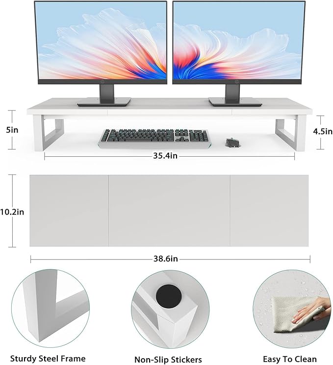 Dual Monitor Stand Riser, 39Inch Large Monitor Stands - Image 7