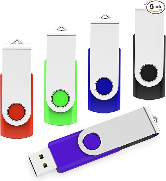 5 Pack 8GB Bulk USB 2.0 Flash Drives Small Capacity USB Thumb Drive Swivel by Maspen