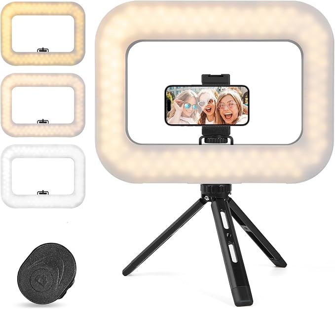 Smartphone Video Rig with Light + Tripod, Handheld LED Ring Light Selfie Light by Kalofaye