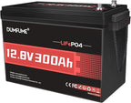 12V 300Ah Lithium LiFePO4 Battery, 200A BMS 3840Wh Rechargeable Lithium Iron by Dumfume