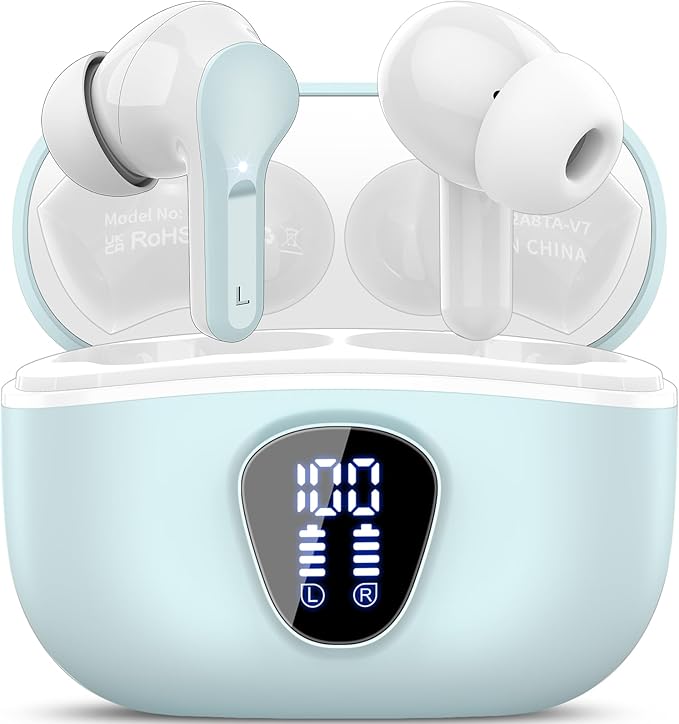 Wireless Earbuds, IP7 Waterproof in Ear Earphones, LED Display Ear buds by BESNOOW