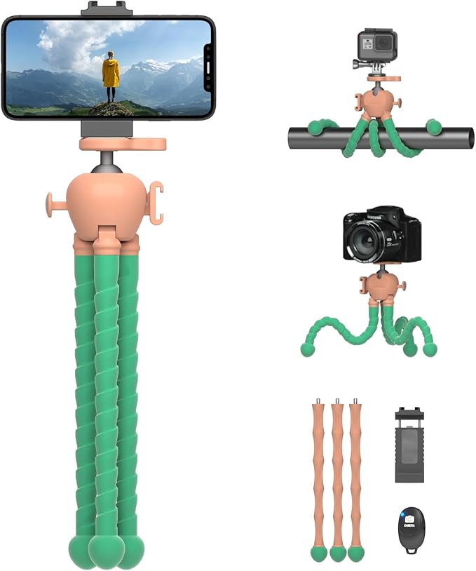 Phone Tripod with Wireless Remote - 2 in 1 Replaceable Flexible Tripod by JishaneCameraandPhoneTripod