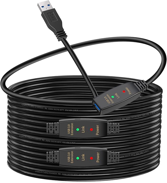LDKCOK Active USB 3.0 Extension Cable 60ft– Male to Female Extender Cord by LDKCOK