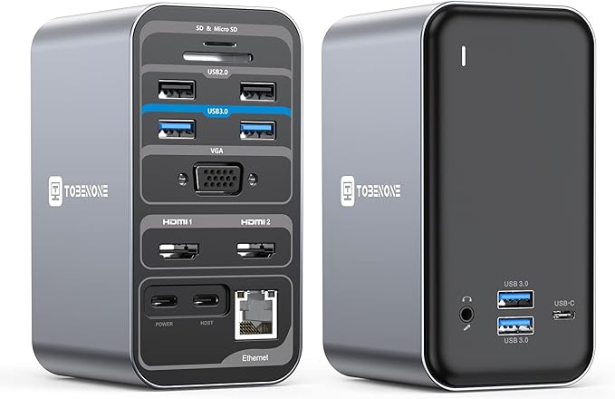 TobenONE USB C Laptop Docking Station Dual Monitor, 15-in-1 USB C Dock by TobenONE