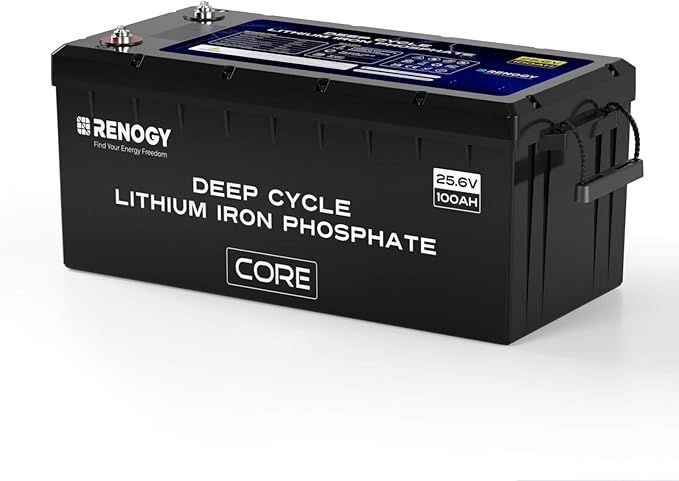 Renogy 24V 100Ah BMS LiFePO4 Self-Heating Deep Cycle Lithium Battery, Over 5000 by RenogySolar