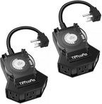 Outdoor Timer Outlet Waterproof, 24 Hour Mechanical Light Timer Outdoor by TiFFCOFiO