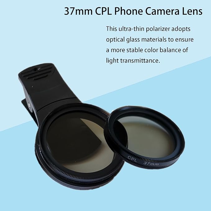 37mm CPL Phone Camera Lens, Clip-On Cellphone Lens CPL Filter Polarizer - Image 5