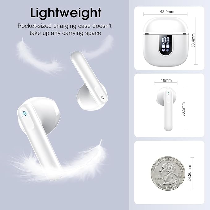 Wireless Earbuds, 40H Ultralight in-Ear Buds, IP7 Waterproof Earphones - Image 6