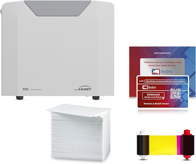 Bodno Seaory S25 Single Sided ID Card Printer & Complete Supplies Package ID by Bodno