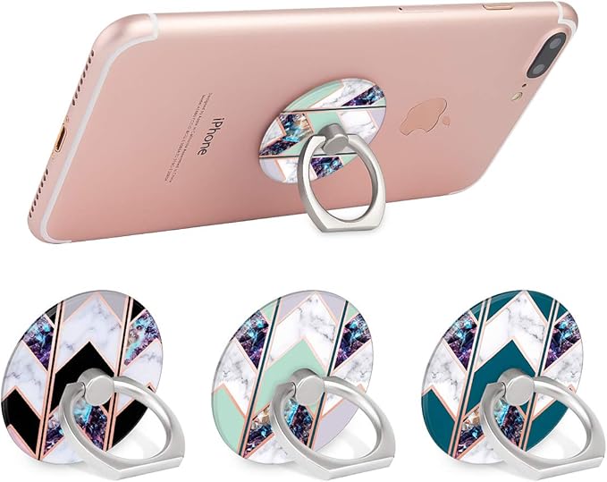Bonoma Phone Ring Grip, 3 Pack Wave Geometric Marble 360 Degree Rotation 180 - Image 3