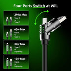 MFish 4-in-1 USB C Charging Cable, 6.6Ft Type C to Type C Cable, 240W Fast - Image 6