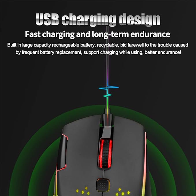 VEGCOO Wireless Gaming Mouse, C30 Silent Click Wireless Rechargeable Gaming - Image 5