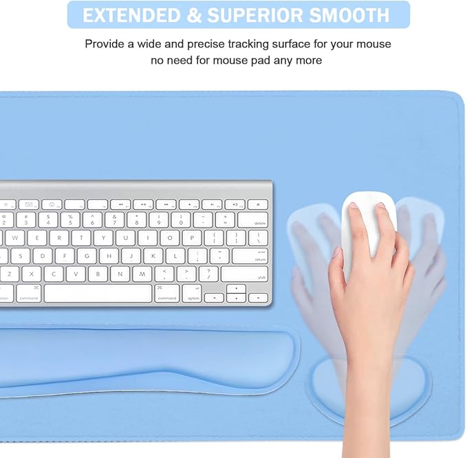 Large Keyboard Mouse Pad Set, Extended Mouse Pad+Keyboard Wrist Rest Support - Image 5
