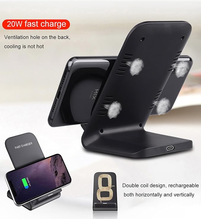 Wireless Charger, 2 Pack 20W Fast Wireless Charging Stand - Image 3