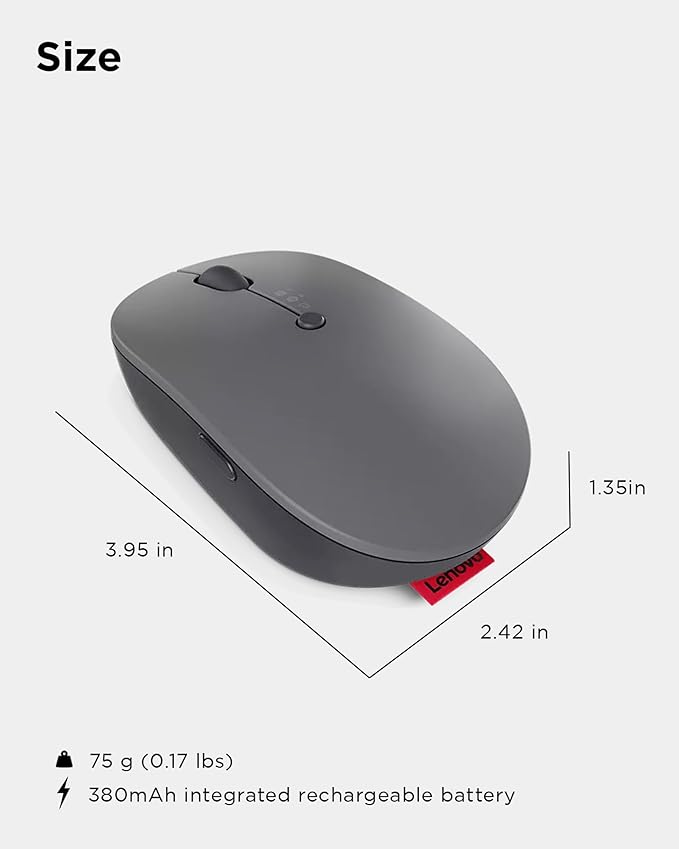 Lenovo Go Multi-Device Wireless Mouse, 2.4GHz Nano USB-C Receiver, Adjustable - Image 6