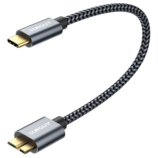 SUNGUY 10Gbps Micro B to USB C Hard Drive Cable 1FT, USB 3.1 USB C to Micro B by SUNGUY