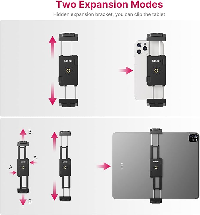 ULANZI ST-29 Phone Tripod Mount, Universal 2-in-1 Tablet Smartphone Holder - Image 5