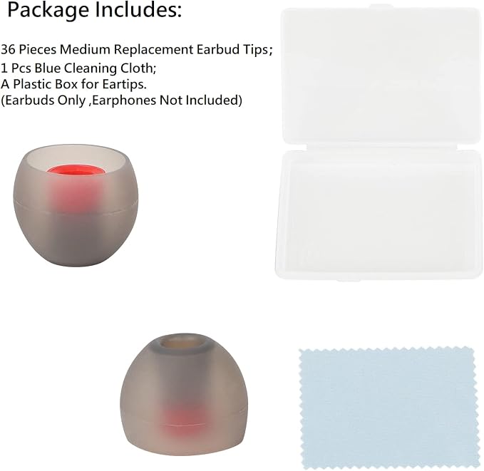 36 Pieces Medium Earbud Tips Soft and Comfortable Ear Bud Replacement Pieces - Image 6