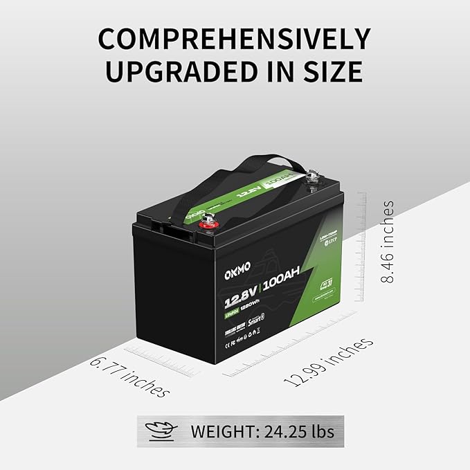 OKMO 12V 100Ah TM LiFePO4 Battery, Lithium Battery 150A BMS - Image 7