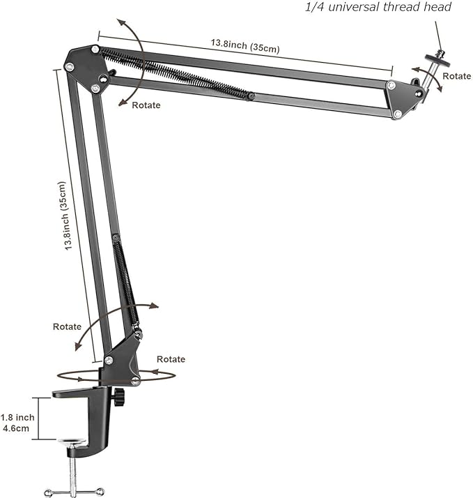 Overhead Tripod Mount for Camera Webcam Ring Light, Flexible Over Head Arm for - Image 2