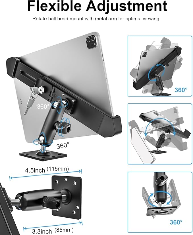 woleyi Anti Theft Heavy Duty Drill Base Tablet Holder Car Mount Dashboard - Image 3