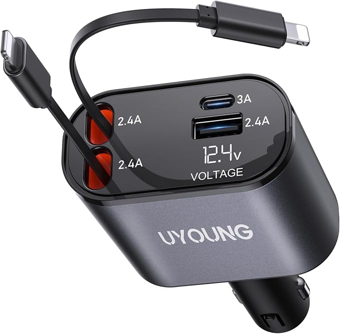 iPhone Car Charger 4 in 1 Fast USB Car Phone Charger 20W Double Lightning by UYOUNG
